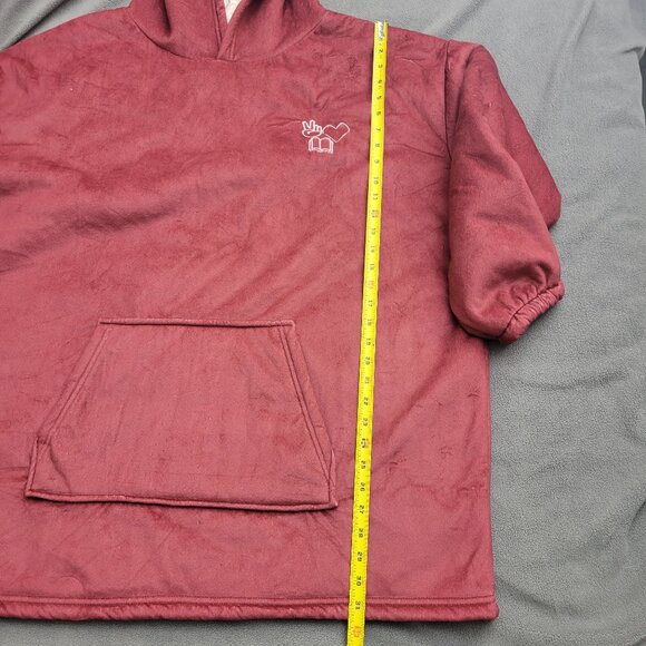 Hoodie Sweater Womens L Oversized Pink Cozy Fluffy Lounge Peace Love Book Binge - Picture 3 of 14